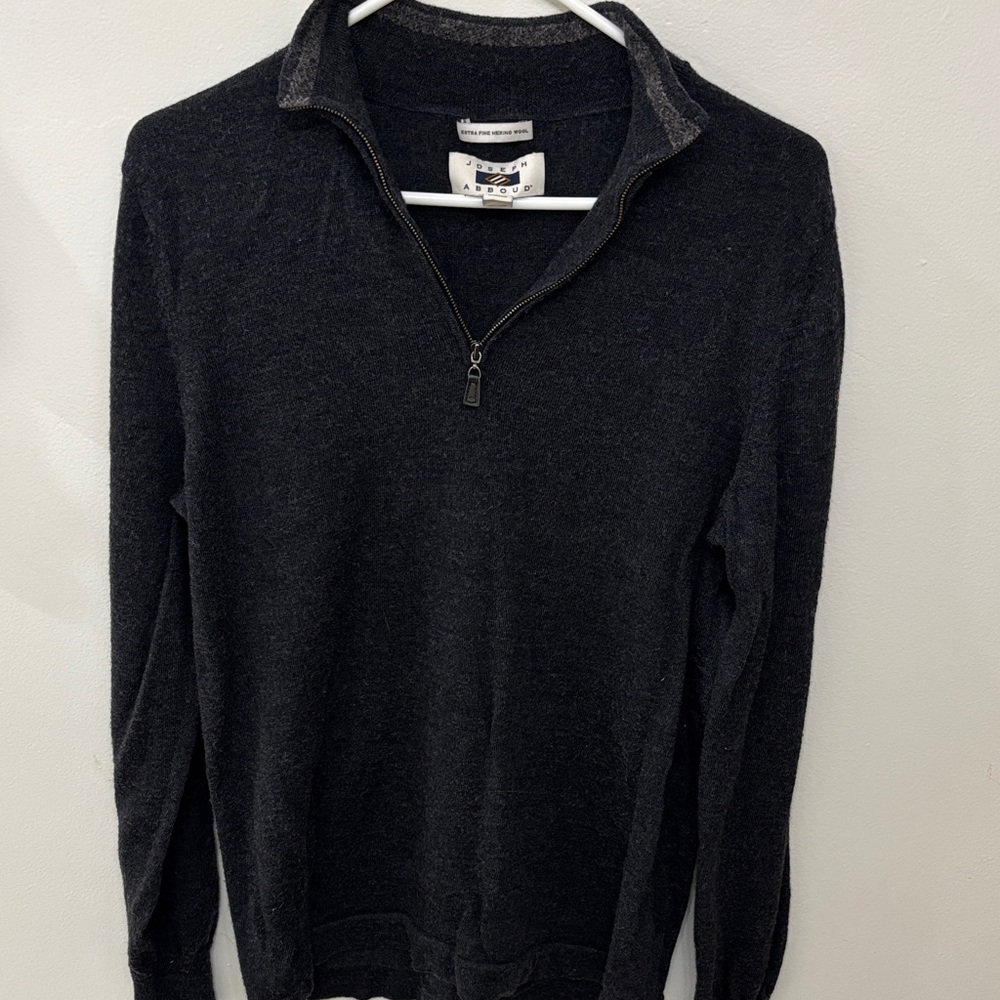 Joseph Abboud Men's Charcoal 1/4 inch Zip-Up Sweater